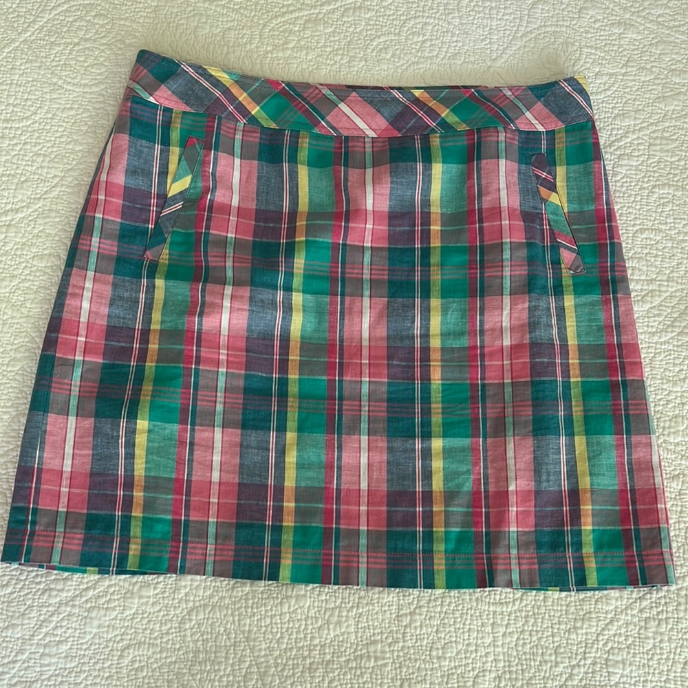 Talbots madras plaid a-line short skirt